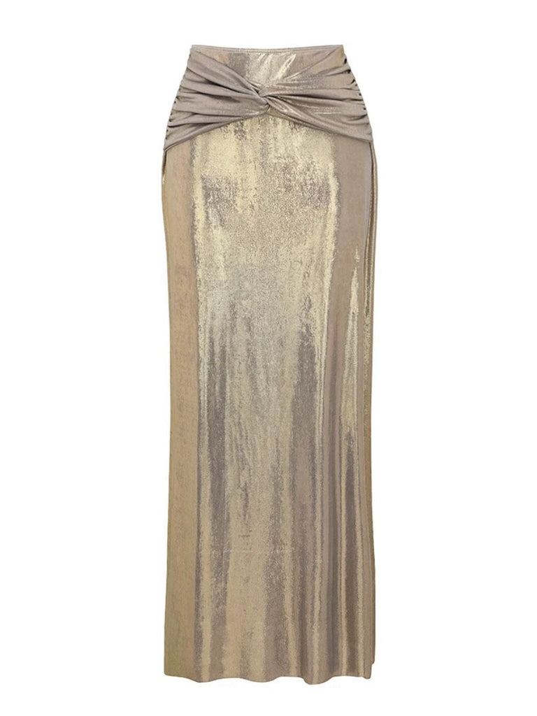 5PCS Gold 1980er Verziert Metallisch Ägyptisch-Inspiriert Bikini Set