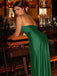 1960er Eine Schulter Gerüscht Schlitz Satin Kleid