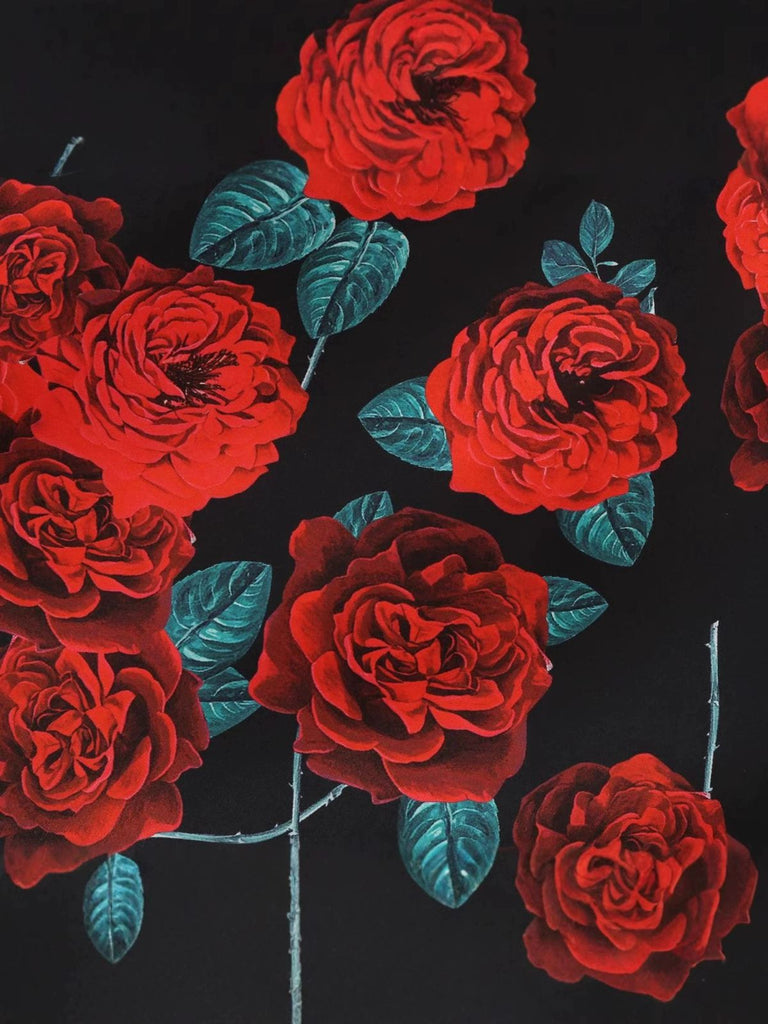 Rot 1950er Rose Ärmellos Patchwork Kleid