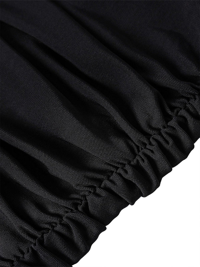 1930er Solide Schulterfrei Bodycon Maxi Kleid