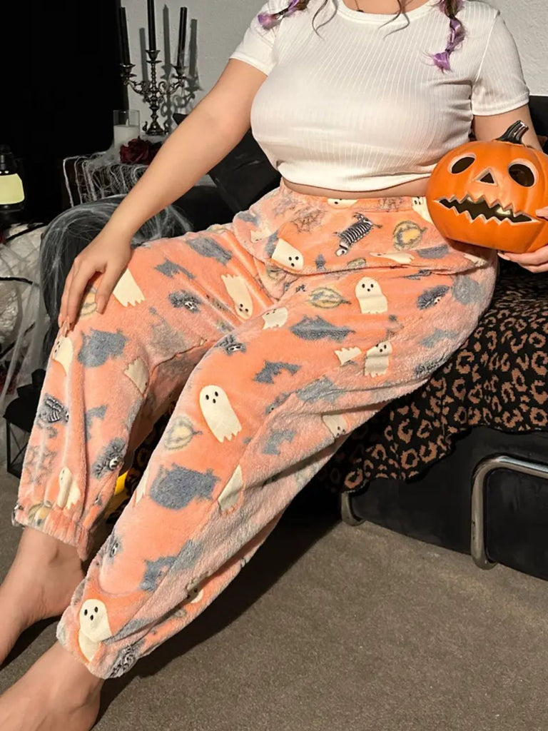 1970er Halloween Glühend Kürbis Geist Pyjama Hose
