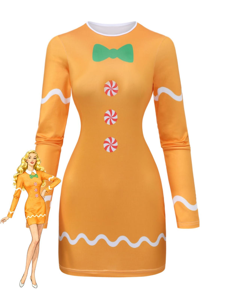 Gelb 1960er Lebkuchen Cosplay Kleid