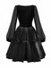 Schwarz 1980er Gothic Das Kreuz Samt 3D-Roses Kleid