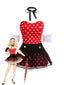 Rot 1980er Polka Dot Kleid & Netz Rock Set