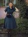 GRÜN 1950ER PLAID KURAZARM SWING KLEID