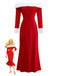 1930er Schulterfrei Kunstpelzbesatz Weihnachten Kleid