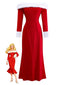 1930er Schulterfrei Kunstpelzbesatz Weihnachten Kleid