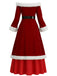 Rot 1930er Weihnachten Samt Kunstpelzbesatz Kleid
