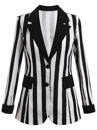 1950er Beetlejuice Kostüm Revers Kontrast Schwarz & Weiß Streifen Blazer