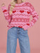 1980er Herz Muster Valentinstag Pullover