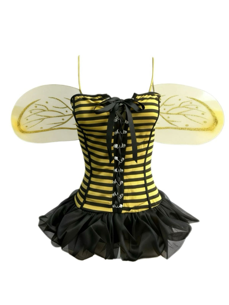 Gelb 1960er Streifen Biene Cosplay Kostüm Set