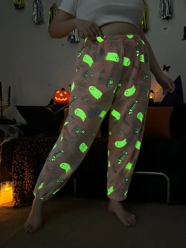 1970er Halloween Glühend Kürbis Geist Pyjama Hose