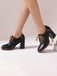 Vintage Leder Schnürung Blockabsatz Schuhe