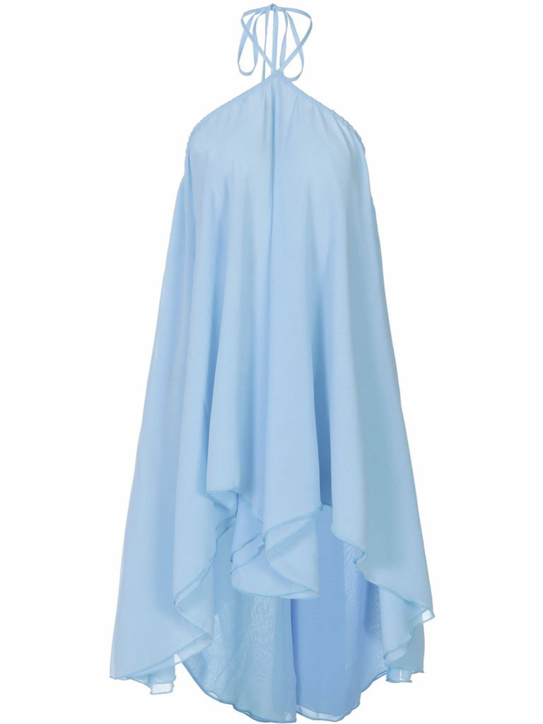 1970er Solide Mehrschichtig Chiffon Binde Babydoll Kleid