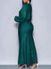 1930er Funkeln Gerüschtes Laternenärmel Stricken Fischschwanz Kleid