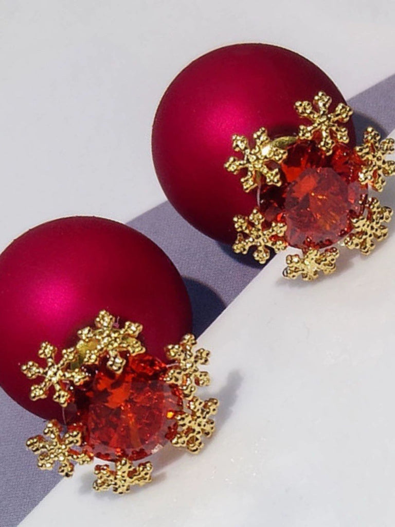 Weihnachten Rot Gem Schneeflocke Stud Ohrringe