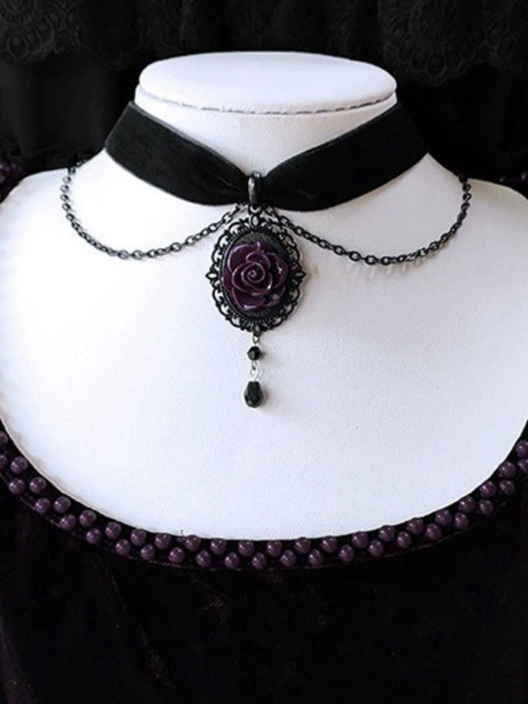 Vintage Dunkle Rose Viktorianisch Gothic Halskette