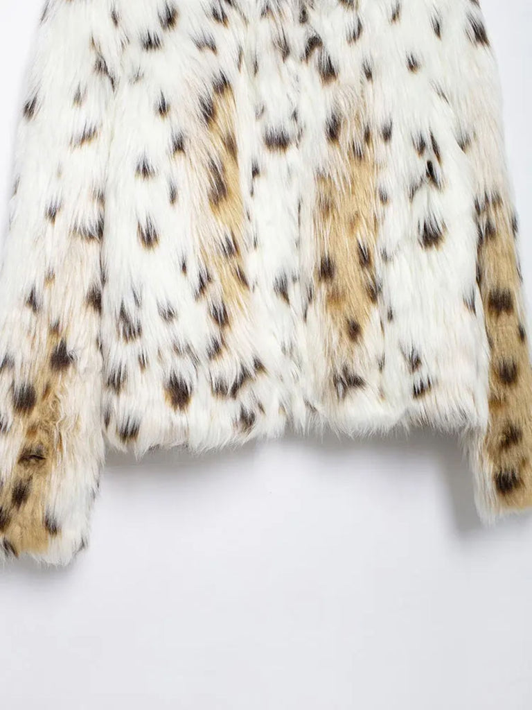 Weiß 1980er Ren Kunstpelz Jacke