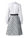 Grau 1940er Peter Pan Kragen Bogen Plaid Kleid