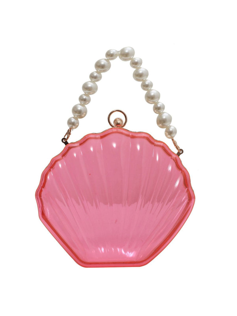 Vintage 3D-Muschel Transparent Perlenkette Tasche