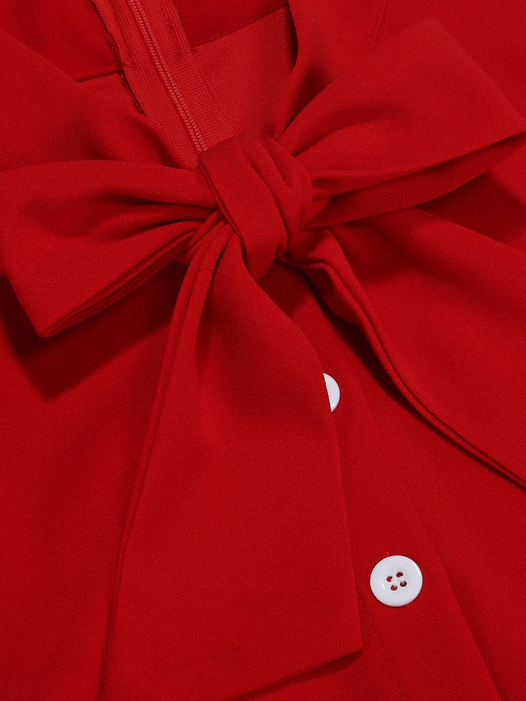 1950er Polka Punkte Bogen Swing Kleid