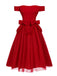 [Vorverkauf] Rot 1950er Abnehmbar Bogen Schulterfrei Netz Kleid