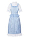 Blau 1970er Gingham Rüschen Puffärmel Kostüm Kleid