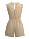 Khaki 1930er V-Ausschnitt Tasche Solide Romper