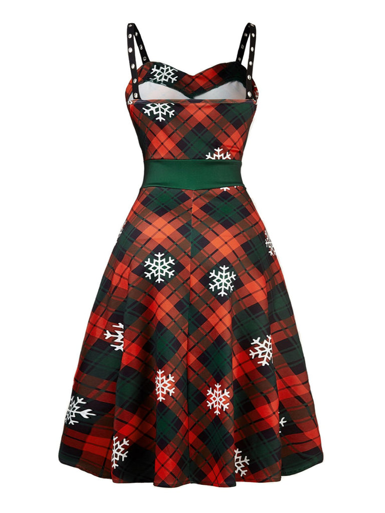 1950er Weihnachten Spaghetti Träger Swing Kleid