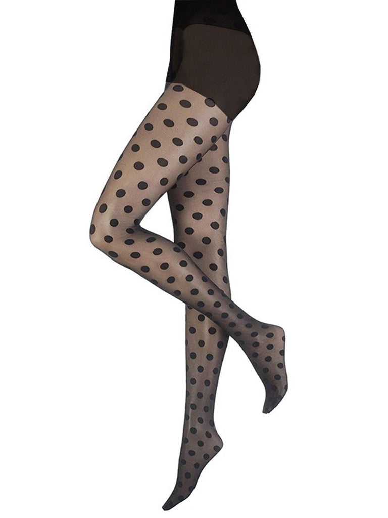 Schwarz 1950er Polka Dot Vintage Strümpfe