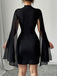1980er Solide Perle Chiffon Cape Bodycon Kleid