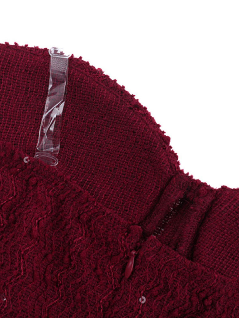 1930er Solide Schnürung Trägerlos Maxi Kleid