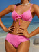 Rosa 1950er Plaid Schnürung Bikini Set