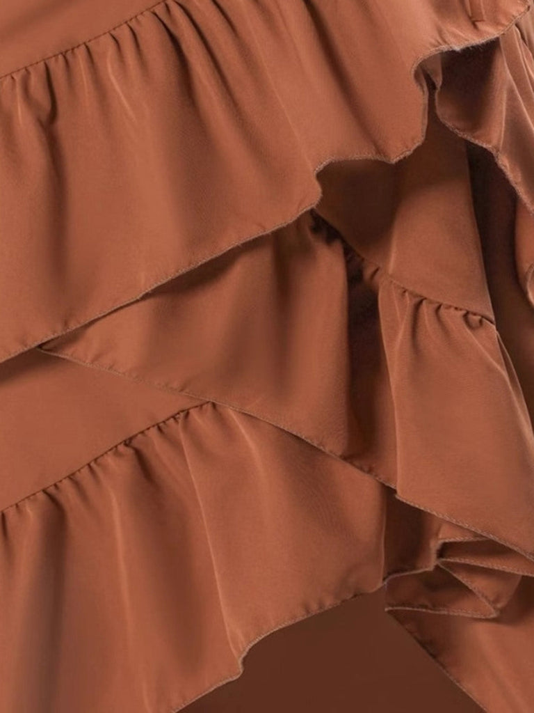 1940er Hochtailliert Paneele Rüschen Saum Rock