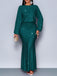 1930er Funkeln Gerüschtes Laternenärmel Stricken Fischschwanz Kleid