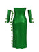 Grün 1970er Multi-Blatt Stirnband & Pailletten Kleid Set