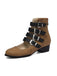Runde Spitze Niedrig Blockabsatz Cut-Out Stiefel