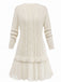 Beige 1940er Solide Zopf Stricken Plissiertes Saum Pullover Kleid