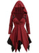 Rot 1980er Gothic Asymmetrischer Saum Hooded Jacke