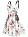 1950er Träger Blumen Schmetterlinge Schnürung Korsett Kleid