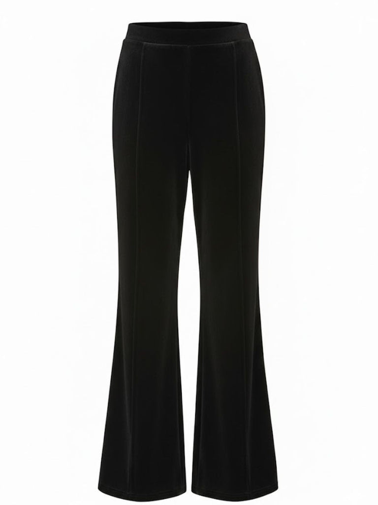 1940er Solide Samt Hochtailliert Schlag Hose