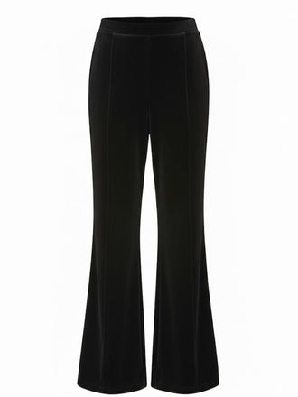 1940er Solide Samt Hochtailliert Schlag Hose