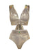 5PCS Gold 1980er Verziert Metallisch Ägyptisch-Inspiriert Bikini Set