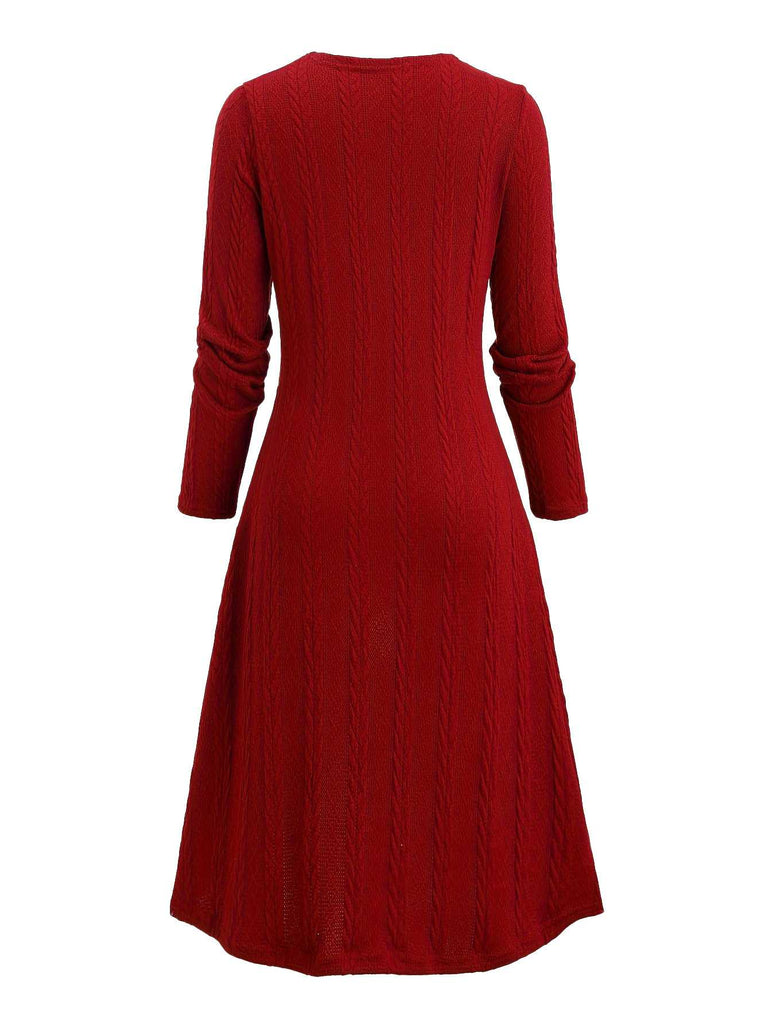 [Übergröße] 1940er Bogen Plaid Stricken Kleid