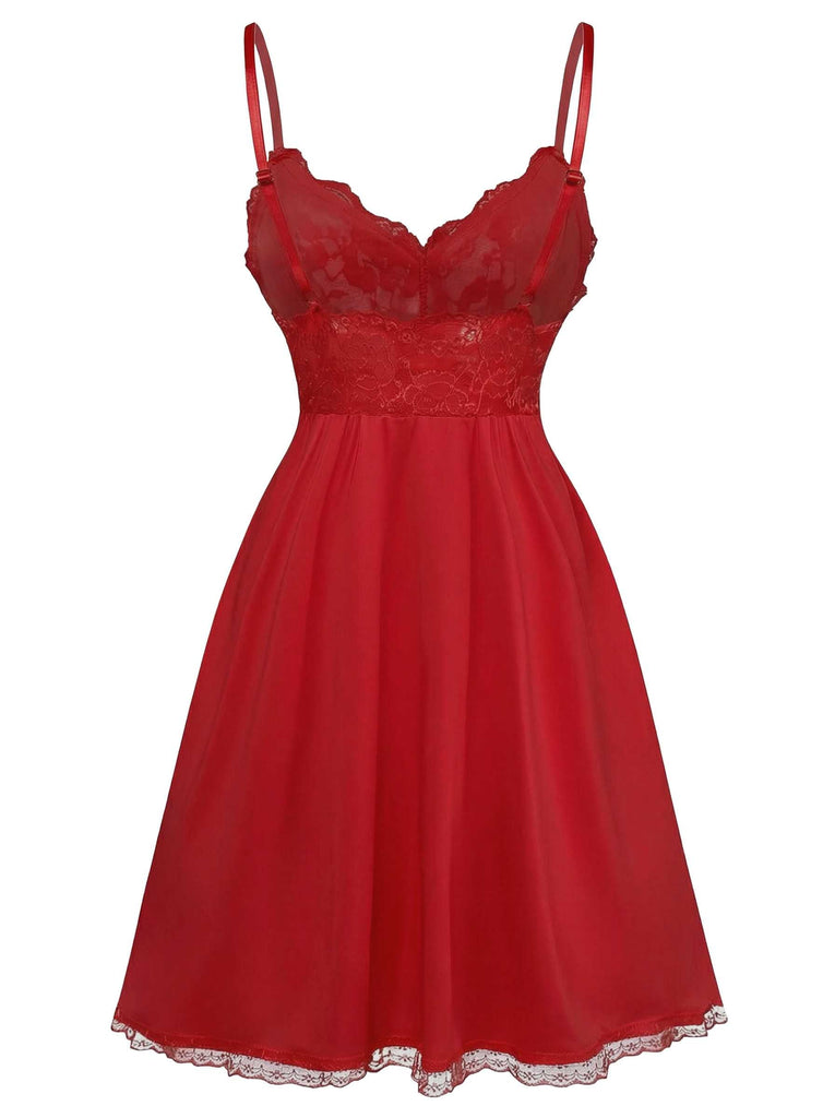 1940er Spaghetti Träger Spitze Bogen Nachthemd