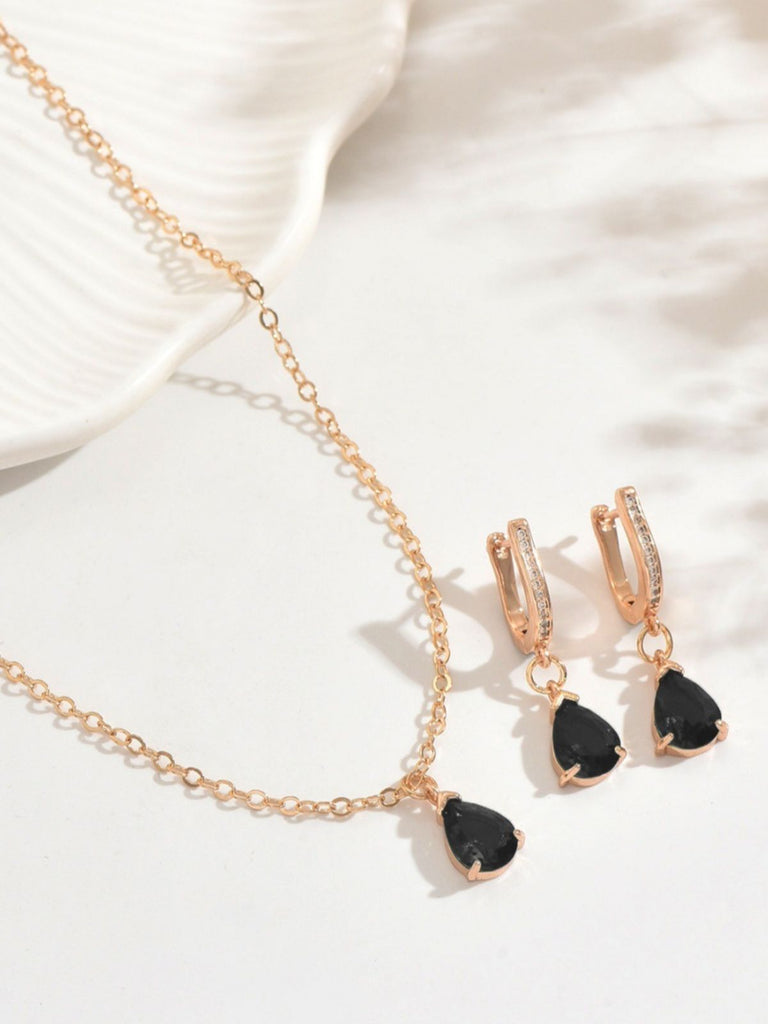 Gold Tropfen Ohrringe & Halskette Set