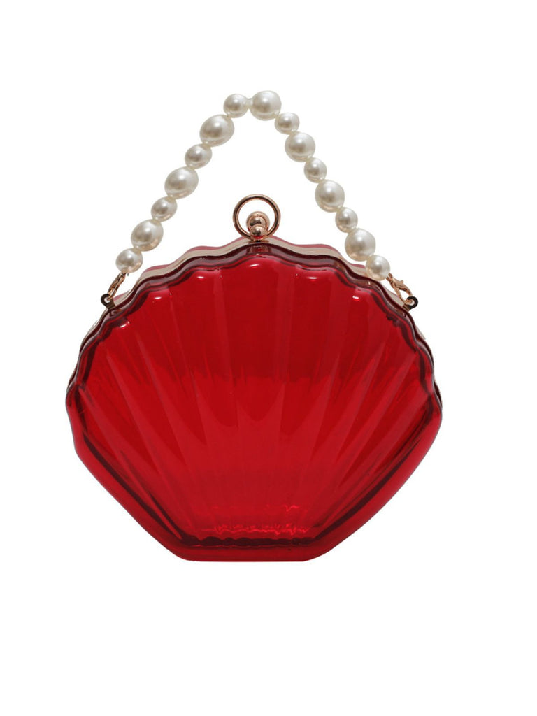 Vintage 3D-Muschel Transparent Perlenkette Tasche