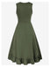 1940er Solide Ärmellos Kordelzug Schnürung Kleid