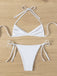 1960er Solide Gerafft Halter Schnürung Bikini Set
