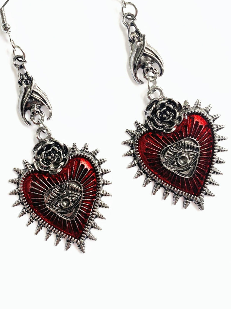 Gothic Rose Herz Auge Ohrringe